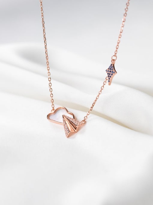 Rosh 925 Sterling Silver Rhinestone Heart Minimalist Necklace