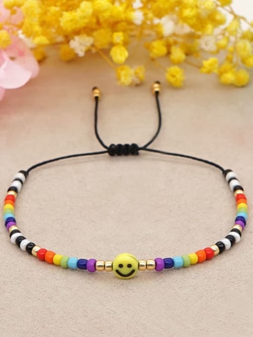 QT B210052A Miyuki Millet Bead Multi Color Acrylic Smiley Bohemia Handmade Weave Bracelet