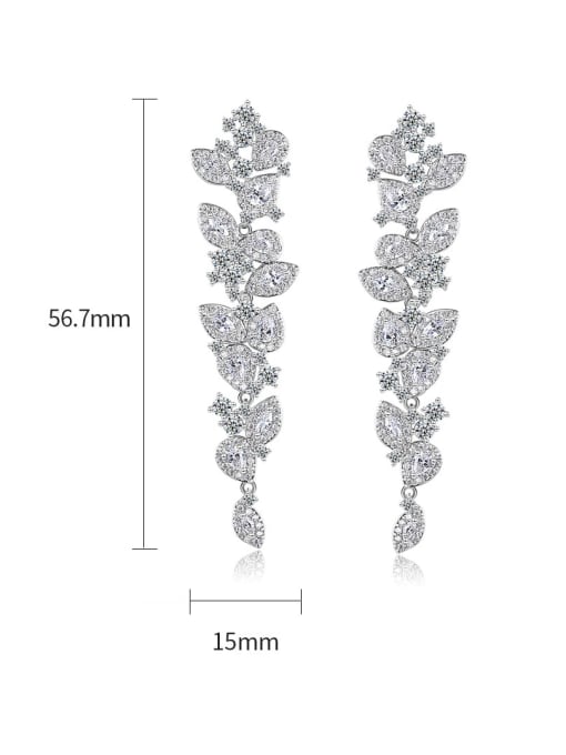 BLING SU Brass Cubic Zirconia Flower Luxury Cluster Earring 3