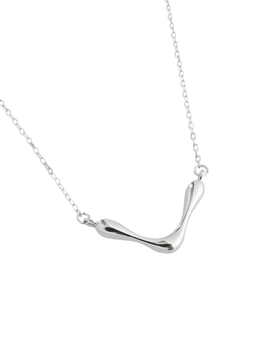 DAKA 925 Sterling Silver Minimalist  V letter Pendant Necklace