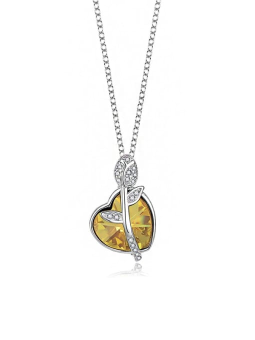 JYXZ 054 (gold) 925 Sterling Silver Austrian Crystal Heart Classic Necklace
