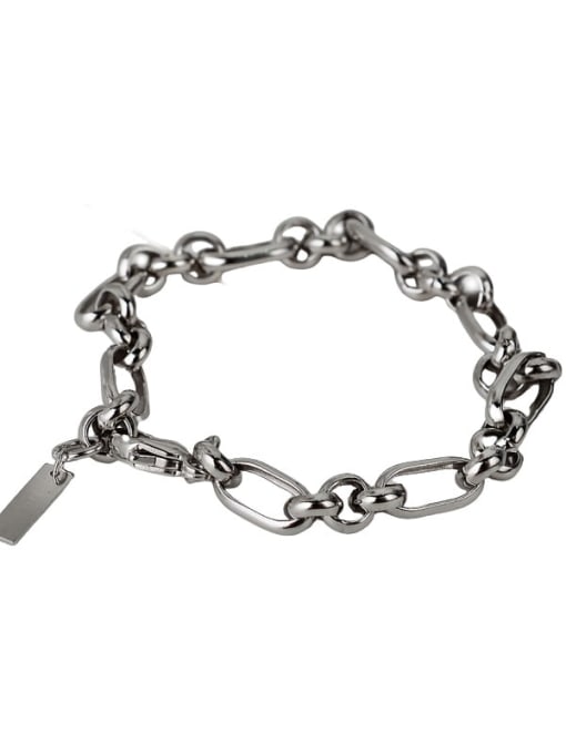 JENNY 925 Sterling Silver Hollow Geometric chain Artisan Link Bracelet 0