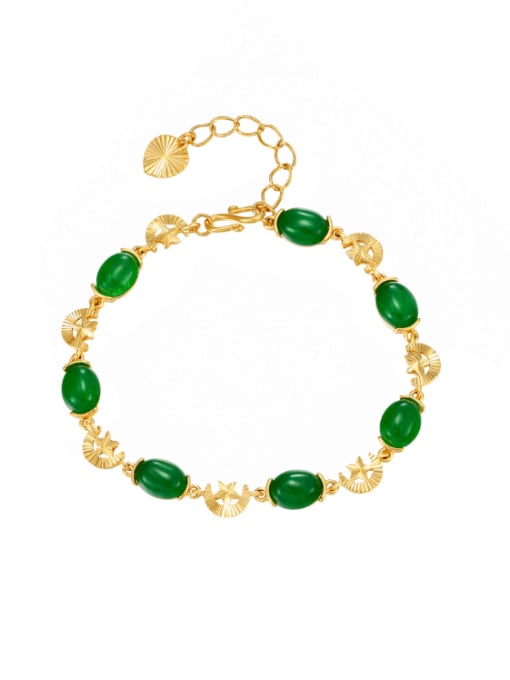 24K gold Alloy Jade Oval Vintage Bracelet