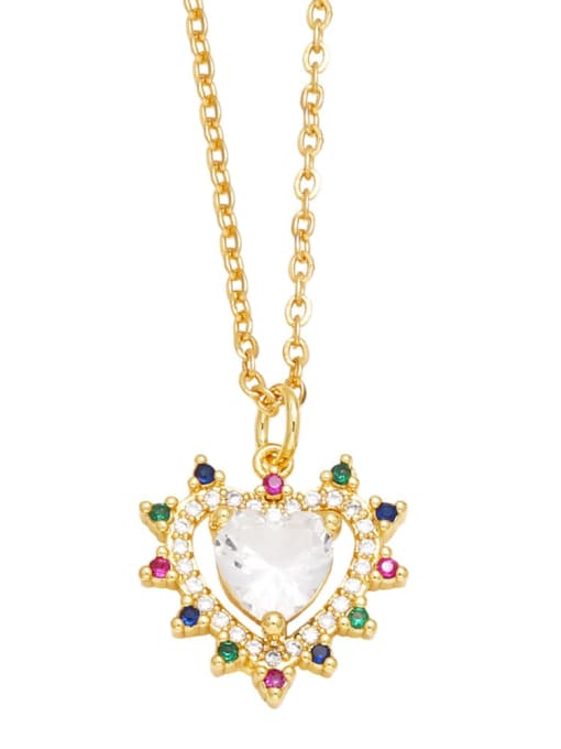 white Brass Cubic Zirconia Heart Trend Necklace