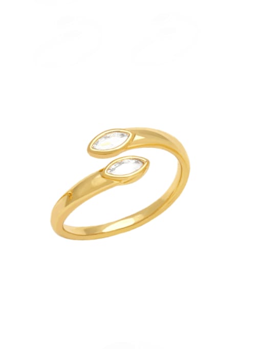 white Brass Cubic Zirconia Geometric Minimalist Band Ring
