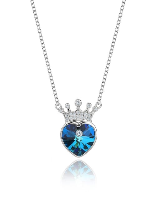 JYXZ 005 (Gradient Blue) 925 Sterling Silver Austrian Crystal Heart Classic Necklace