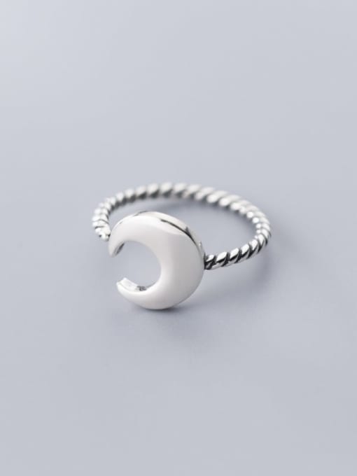 Rosh 925 Sterling Silver Moon Minimalist free size Ring