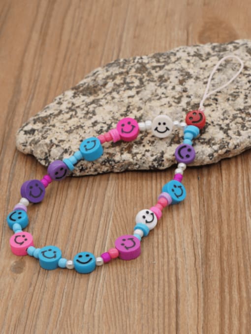 QT K210112A Multi Color Polymer Clay Smiley Bohemia Mobile Phone Accessories