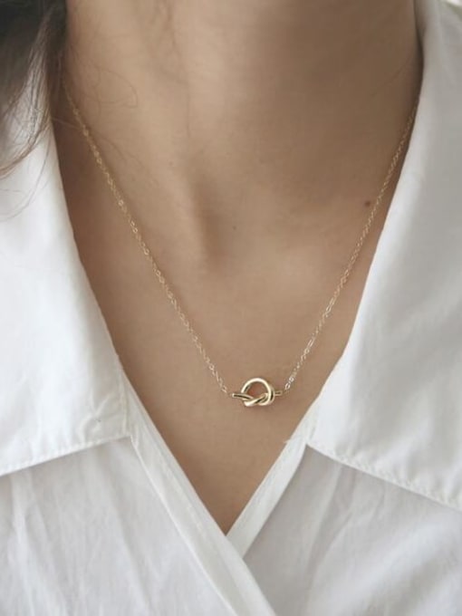 A TEEM Titanium Bowknot Minimalist pendant Necklace 4