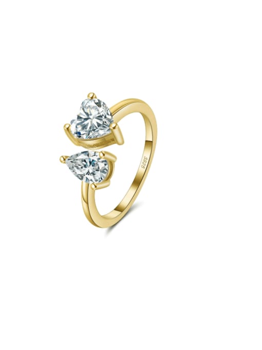 14K gold, 2.62g 925 Sterling Silver Cubic Zirconia Heart Dainty Band Ring
