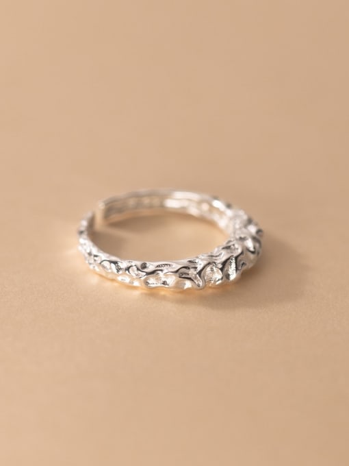 Rosh 925 Sterling Silver Embossed Texture Minimalist Band Ring 2