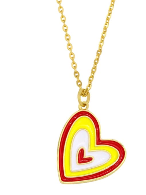 A Brass Enamel Rainbow Minimalist Heart-shaped Pendant Necklace