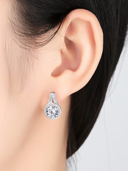 CCUI 925 Sterling Silver Minimalist Round  Cubic Zirconia   Stud Earring 1