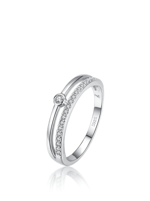 YGR160 925 Sterling Silver Cubic Zirconia Heart Classic Band Ring