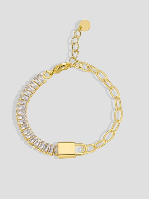 CHARME Brass Cubic Zirconia Geometric Minimalist Link Bracelet 2