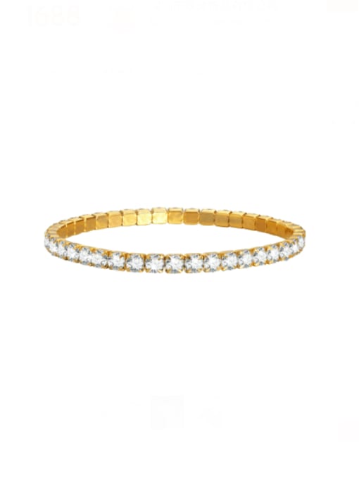 Gold bracelet Titanium Steel Cubic Zirconia Geometric Hip Hop Link Bracelet