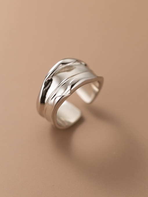 Rosh 925 Sterling Silver Irregular Minimalist Band Ring 0