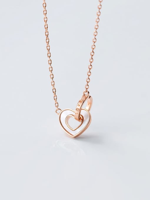 Rosh 925 Sterling Silver Shell Heart Minimalist Necklace 3