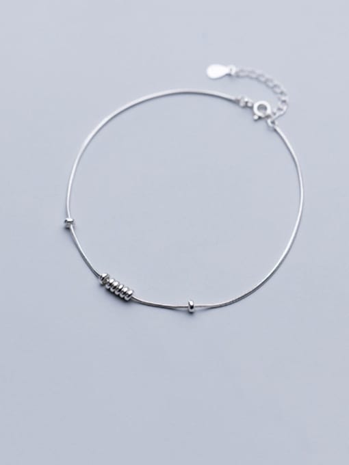 Rosh 925 Sterling Silver Minimalist   Round  Bead Anklet 0