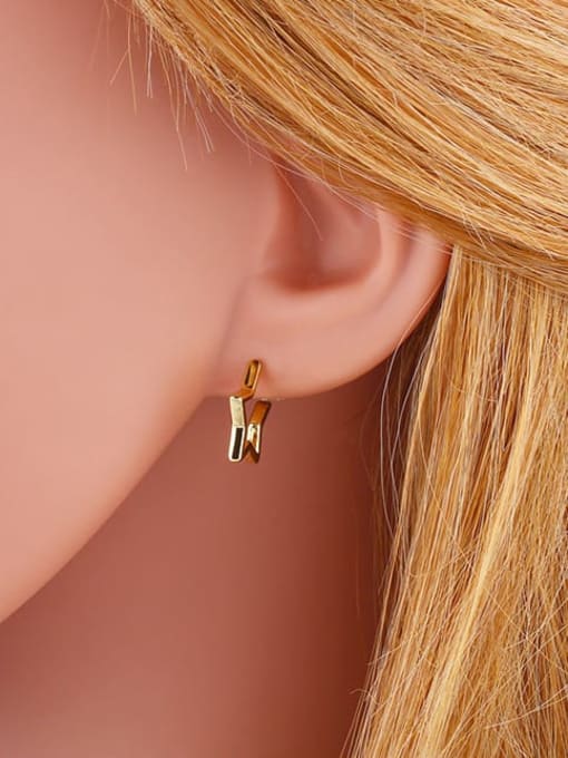 CC Brass Smooth Heart Minimalist Stud Earring 1