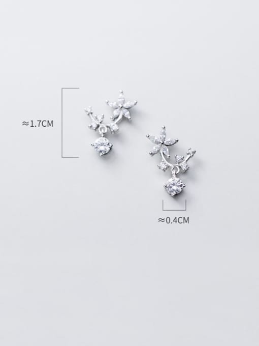 Rosh 925 Sterling Silver Cubic Zirconia  Flower Minimalist Stud Earring 3
