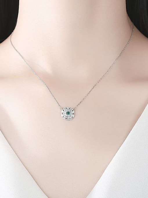 CCUI 925 Sterling Silver Cubic Zirconia Geometric Dainty Necklace 1