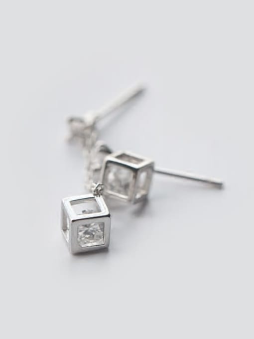 Rosh 925 Sterling Silver Cubic Zirconia Tassel Minimalist Drop Earring 2