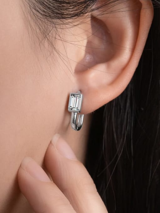 XBOX 925 Sterling Silver Cubic Zirconia Geometric Minimalist Stud Earring 1