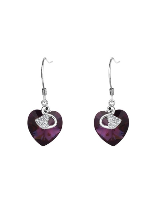 JYEH 023 Earrings (Violet) 925 Sterling Silver Austrian Crystal Heart Classic Necklace