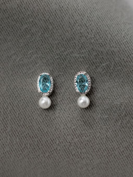 Rosh 925 Sterling Silver Glass beads Geometric Minimalist Drop Earring 2