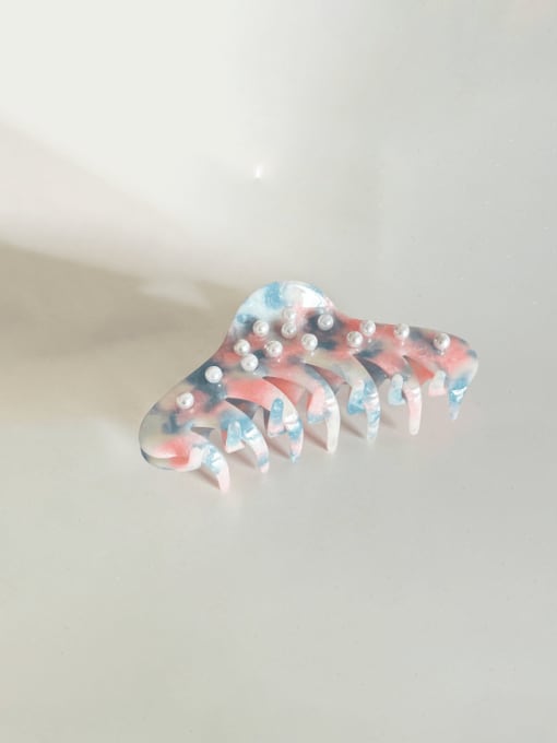 Pink Blue Cellulose Acetate Minimalist Irregular Alloy Jaw Hair Claw