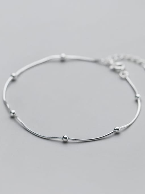 Rosh 925 Sterling Silver Bead Round Minimalist Link Bracelet 2