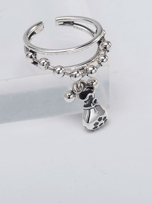XBOX 925 Sterling Silver Bead Round Vintage Stackable Ring 2