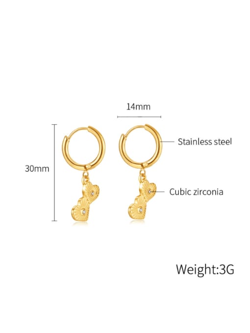 809 steel earrings gold Titanium Steel Rhinestone Heart Hip Hop Huggie Earring