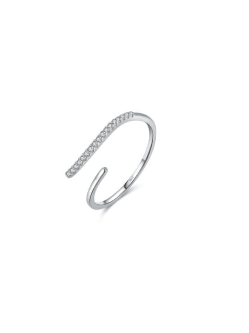 S925 Sterling Silver 925 Sterling Silver Cubic Zirconia Geometric Line Minimalist Band Ring
