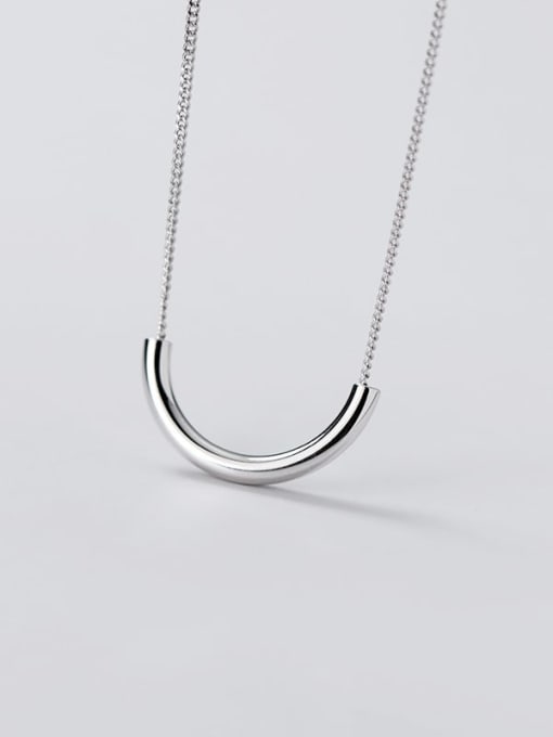 Rosh 925 Sterling Silver  Minimalist Simple smooth semicircular arc  Necklace 2