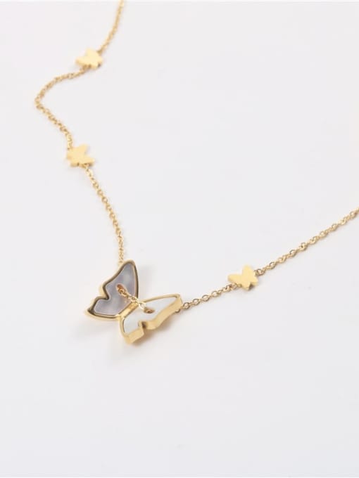 GROSE Titanium Steel Shell Butterfly Minimalist Necklace