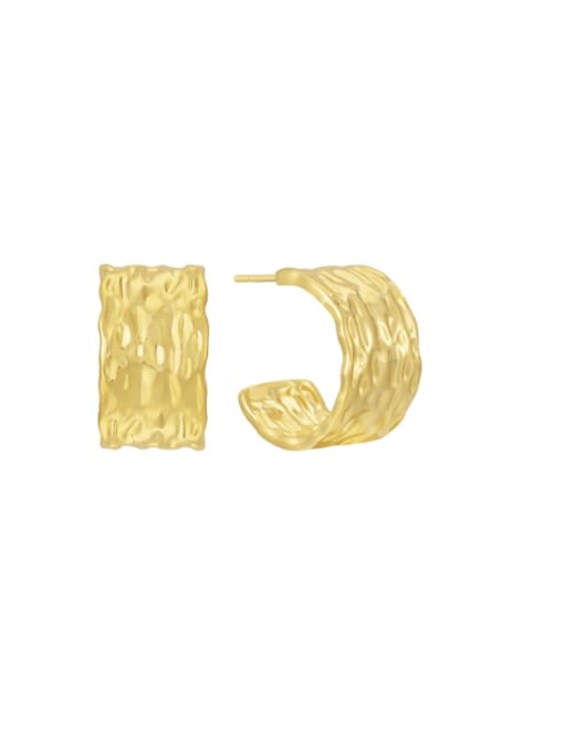 Gold C-shaped sunken earrings Brass Geometric Minimalist Stud Earring