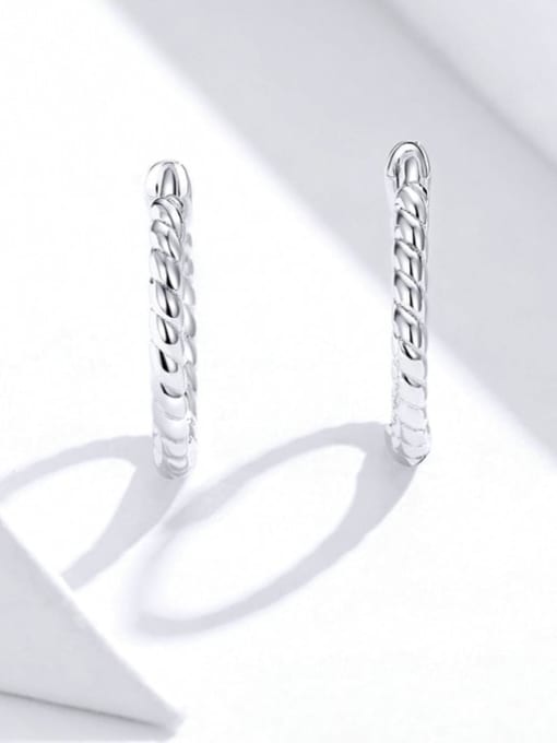 Jare 925 Sterling Silver With  White Gold Plated Minimalist Round Hoop Earrings 1