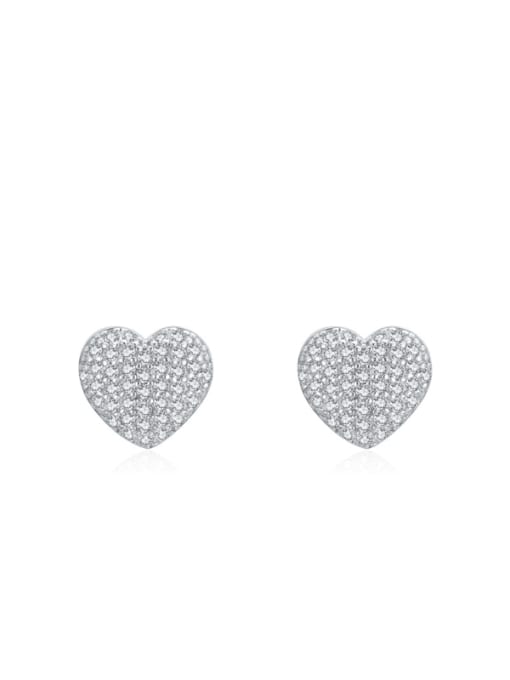 silver 925 Sterling Silver Cubic Zirconia Heart Dainty Stud Earring