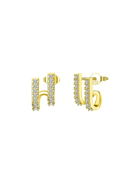 14K gold, weighing approximately 1.36g 925 Sterling Silver Cubic Zirconia Geometric Minimalist Stud Earring