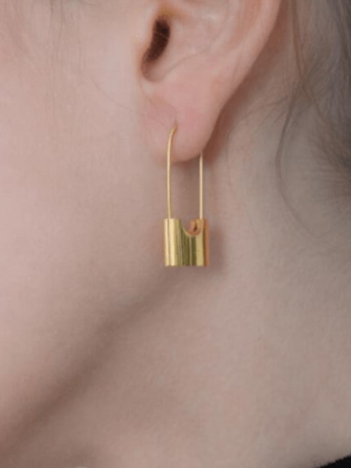 A TEEM Titanium Steel Locket Minimalist Pin Hook Earring 3