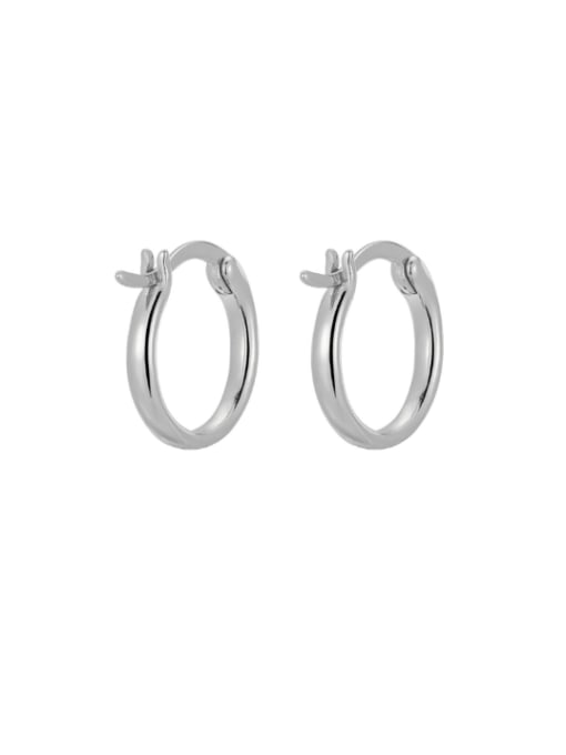 Platinum glossy circular earrings 925 Sterling Silver Geometric Minimalist Huggie Earring