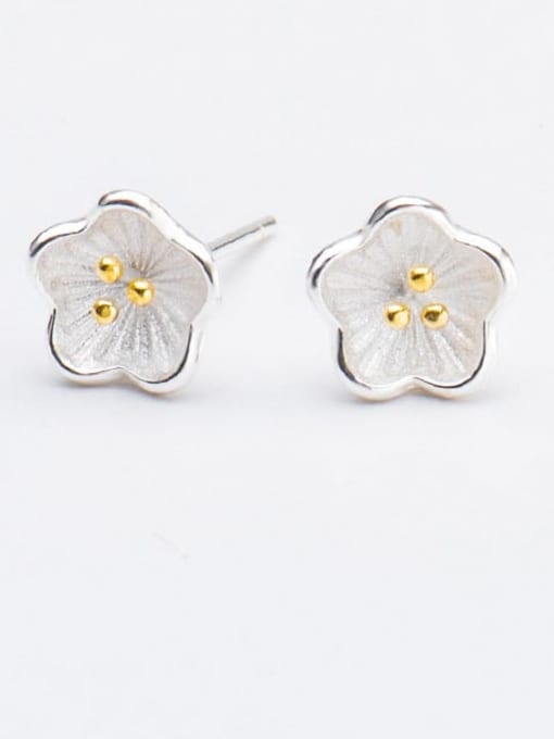 XBOX 925 Sterling Silver Bead Flower Minimalist Stud Earring 3