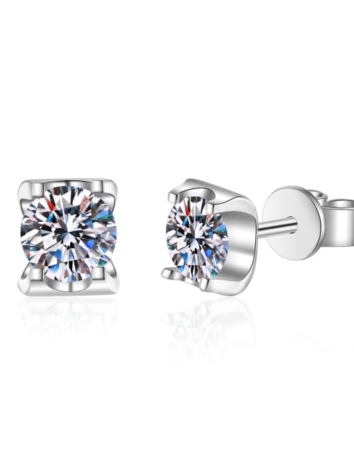 MOISS Sterling Silver 1.0 CT Moissanite Square Dainty Stud Earring 2