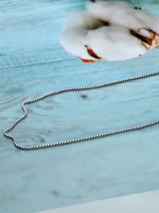 SHUI 925 Sterling Silver With Antique Silver Plated Simplistic Chain Necklaces 2