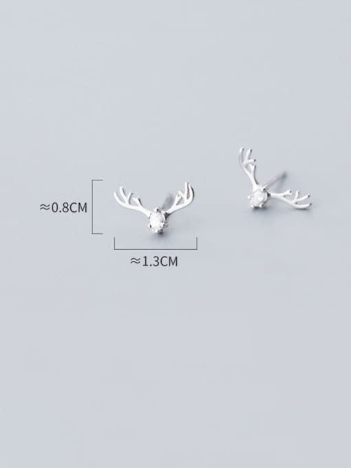Rosh 925 Sterling Silver Cubic Zirconia  Fashion Simple Cute Elk Stud Earring 3