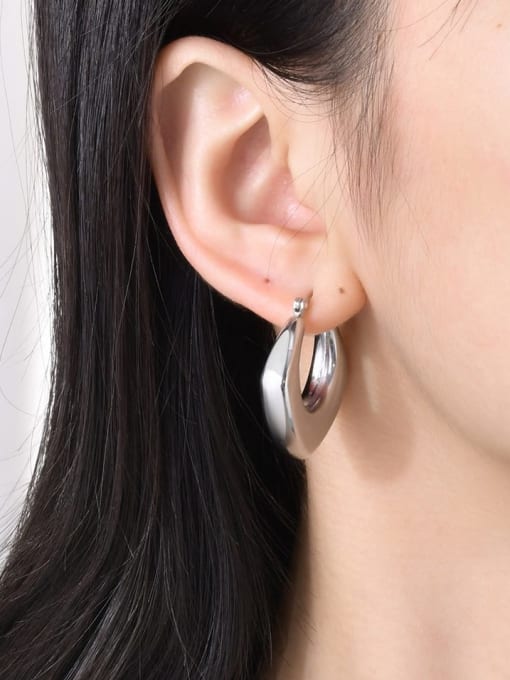 CONG Stainless steel Geometric Minimalist Huggie Earring 1