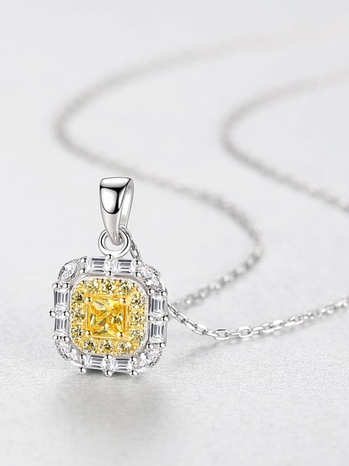 CCUI 925 Sterling Silver Luxury  square  Cubic Zirconia  pendant  Necklace 3