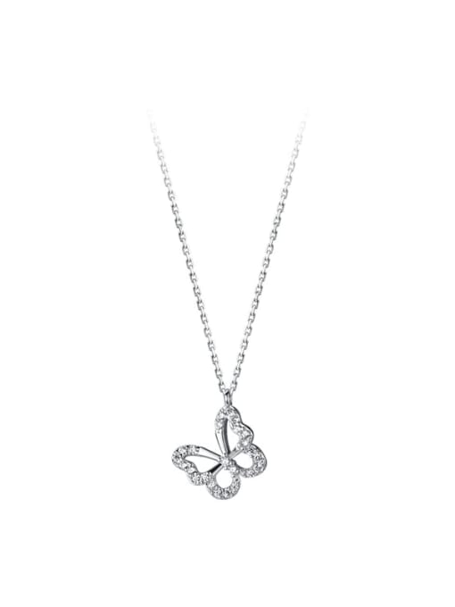 Rosh 925 Sterling Silver Cubic Zirconia Butterfly Minimalist Necklace 4